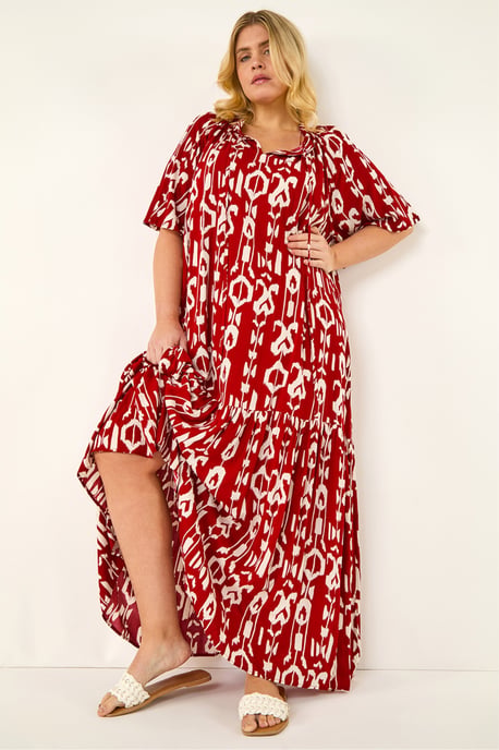 Curve Printed Woven Maxi Dress - Image 1