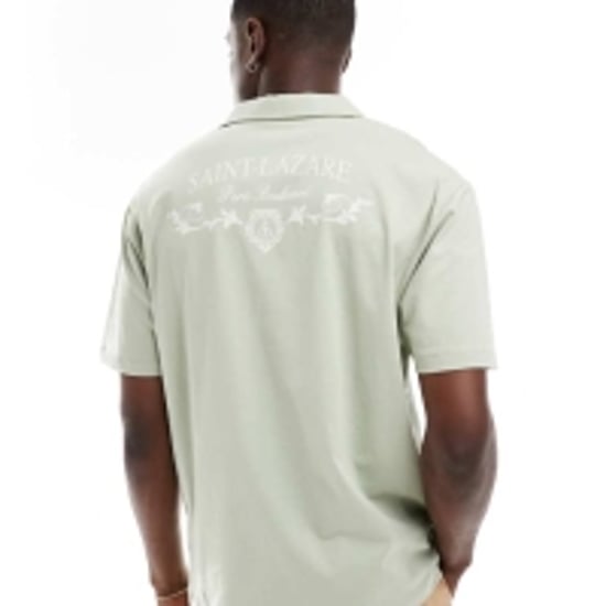 ASOS DESIGN oversized polo med ryggtryck i ljusgrön - Image 2