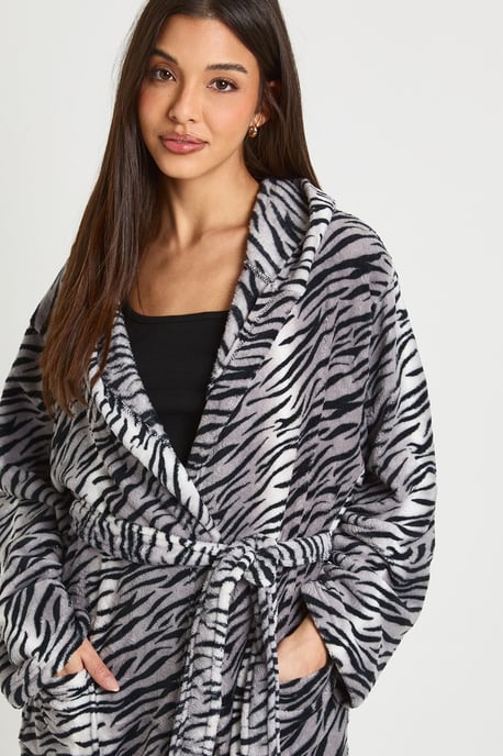 Zebra Print Hooded Mini Dressing Gown - Image 4