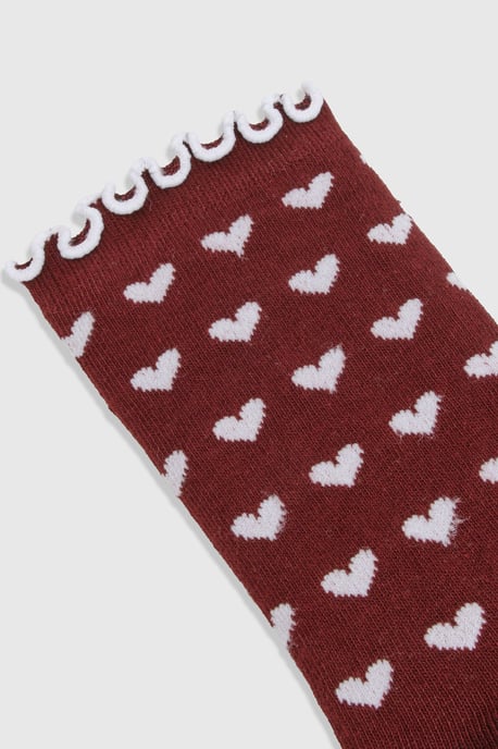 Love Heart Print Frill Socks - Image 3