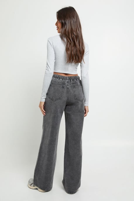 Elasticated Wide Leg Tie Waist Jean - Image 2