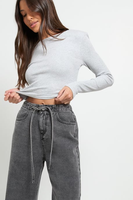 Elasticated Wide Leg Tie Waist Jean - Image 4