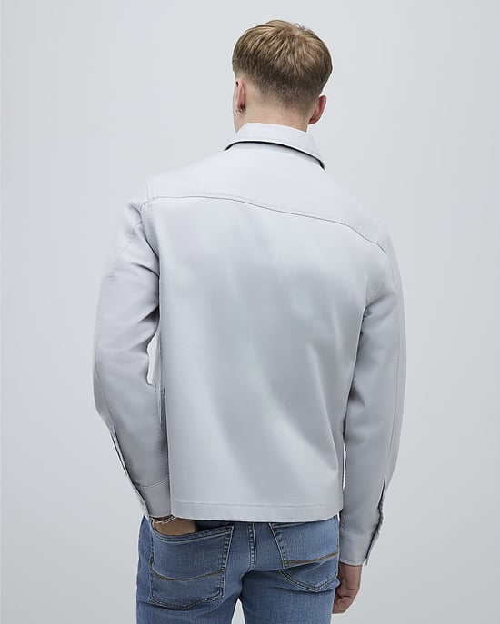 River Island Mens Overshirt Grey Regular Fit Zipper - Image 4