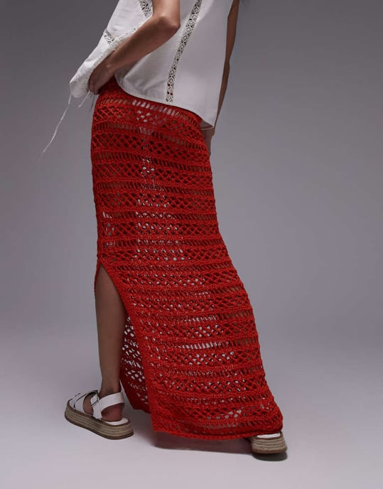 Topshop virkade maxikjol med stickning - Image 2