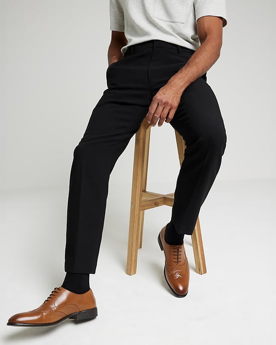 River Island Mens Brogue Shoes Brown Wide Fit Leather - Image 5
