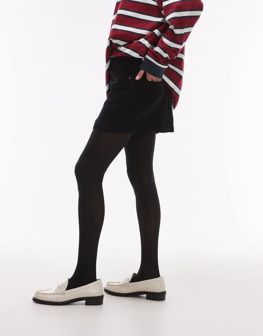 Topshop denim mini plisserad kjol i svart kord - Image 3