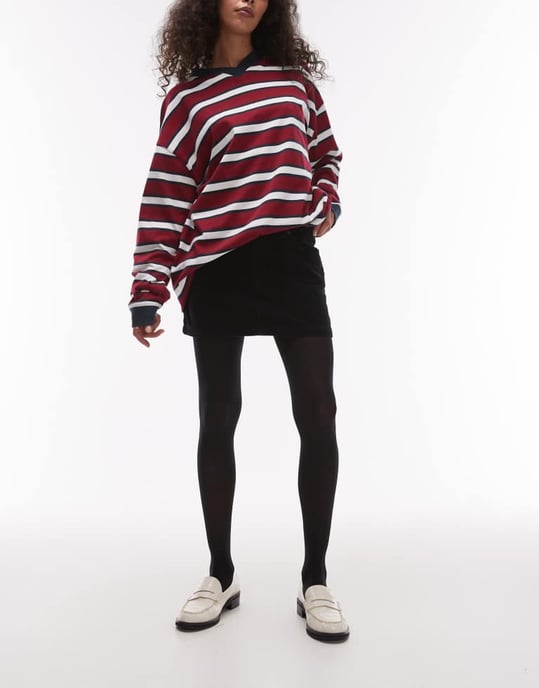 Topshop denim mini plisserad kjol i svart kord - Image 4