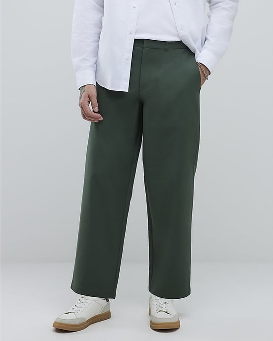 River Island Mens Chino Trousers Khaki Barrell Leg - Image 1
