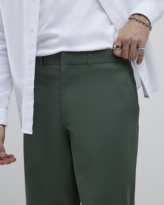 River Island Mens Chino Trousers Khaki Barrell Leg - Image 4