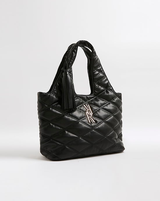 River Island Womens Slouch Bag Black Oversized Quilted Rr Tassel - Image 1