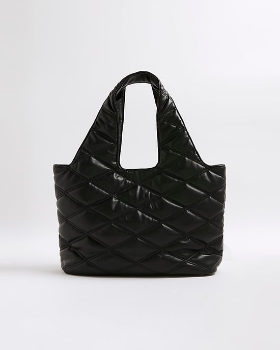 River Island Womens Slouch Bag Black Oversized Quilted Rr Tassel - Image 2