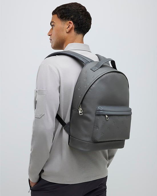 River Island Mens Rucksack Grey RR Monogram - Image 4