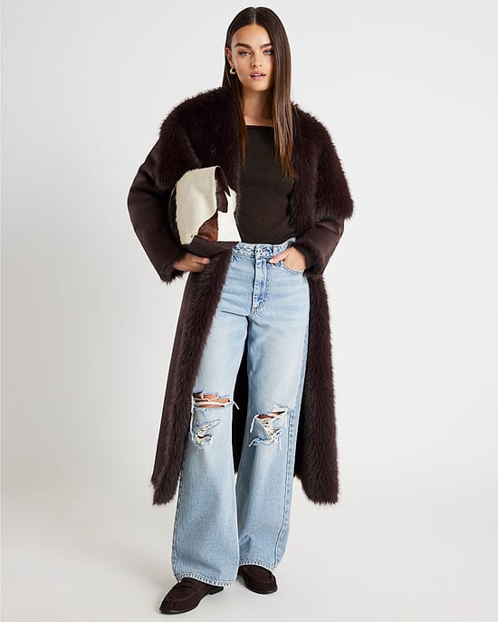 River Island Womens Jumper Brown Knitted Off The Shoulder - Image 3