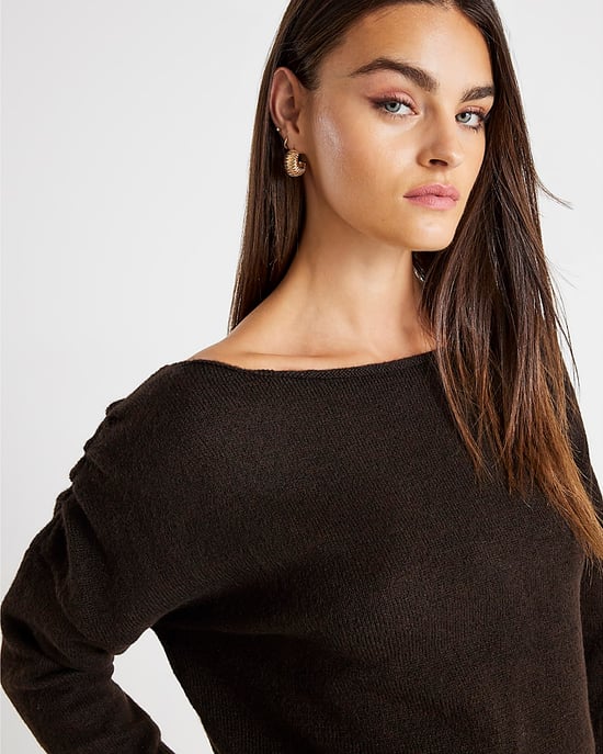 River Island Womens Jumper Brown Knitted Off The Shoulder - Image 4