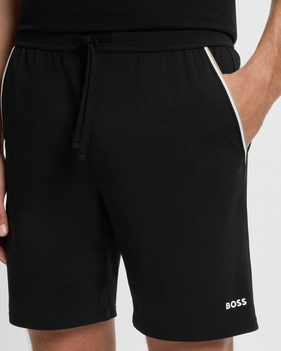 Unique with Tape Trims Pyjama Shorts in Black - Image 3