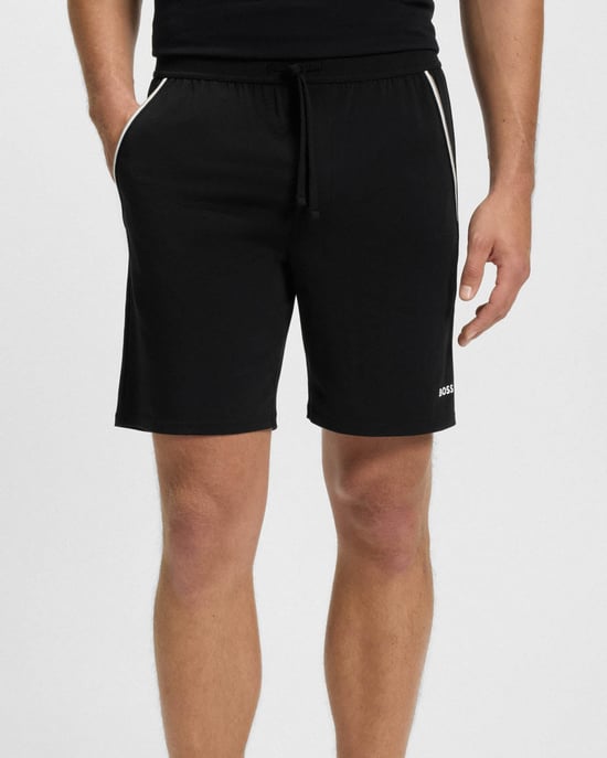 Unique with Tape Trims Pyjama Shorts in Black - Image 4