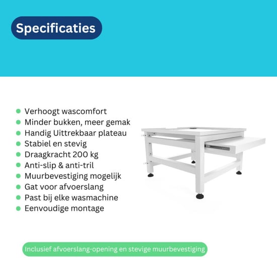 Wasophoogte Wasmachine verhoger – novapro met uittrekbaar plateau - - Image 4