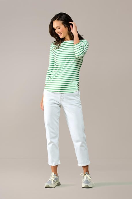 Caroline Tensen Oxford Streep Top Wit / Groen - Image 2
