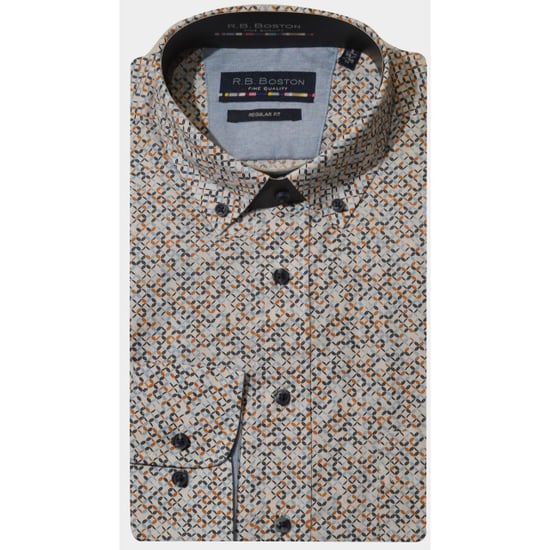 Bos Bright Blue R.b. boston casual hemd lange mouw regular fit cotton 427670/811 - Image 2