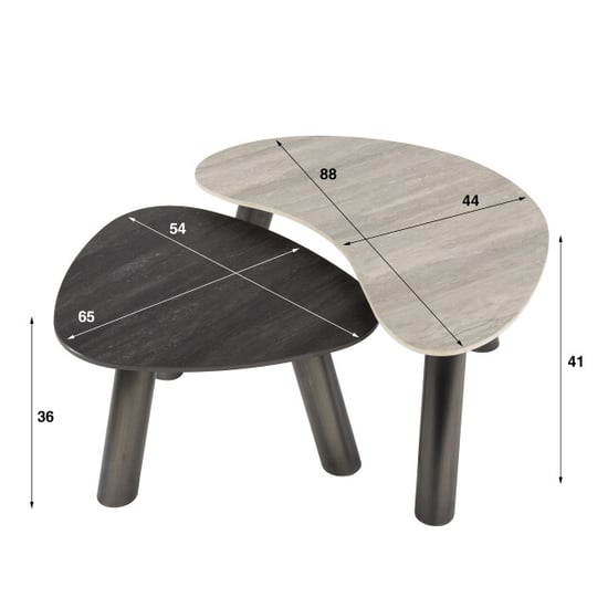 Hoyz salontafel twin organisch set van 2 3d keramiek travertin - Image 5