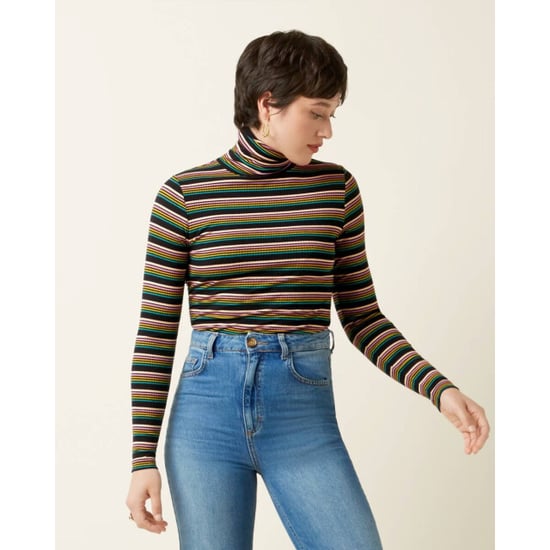 King Louie 10120 rollneck top frostine stripe 261 woodbine green - Image 2