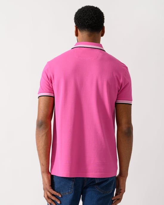Paddy with Contrast Logo Polo Shirt in Pink - Image 2