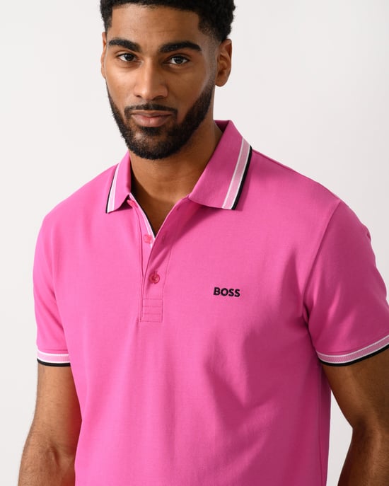 Paddy with Contrast Logo Polo Shirt in Pink - Image 3