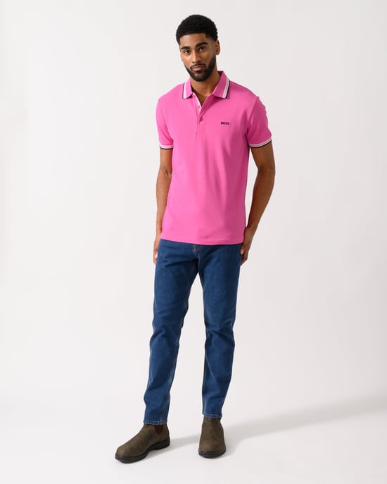 Paddy with Contrast Logo Polo Shirt in Pink - Image 4