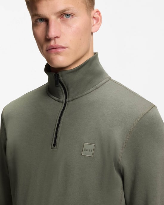 Zetrust 1/4 Zip Sweatshirt in Dark Green - Image 3