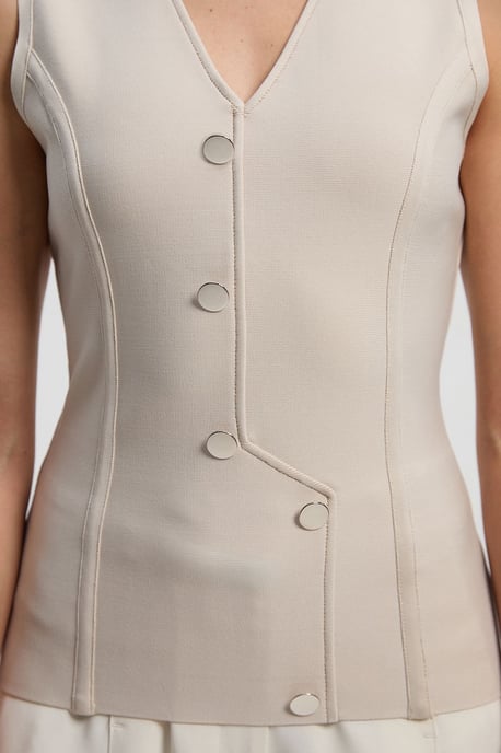 Figure Form Bandage Button Through Top - Image 3