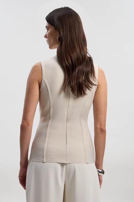 Figure Form Bandage Button Through Top - Image 5