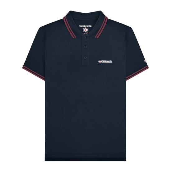 Lambretta Heren Groot en lang getipt poloshirt (Donker marine/Bourgondië) - Image 1
