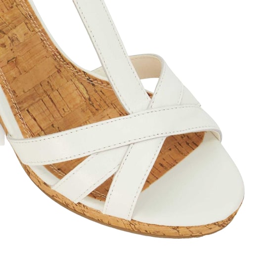 Dune London Dam/Lady Keep läder T-Bar Wedge sandaler (Vit) - Image 4