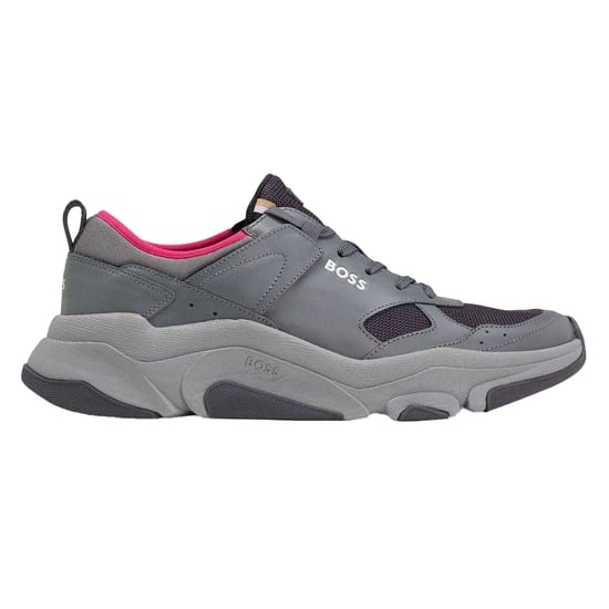 Hugo Boss Mens Asher Läder Löpning Träningsskor (Grått) - Image 1