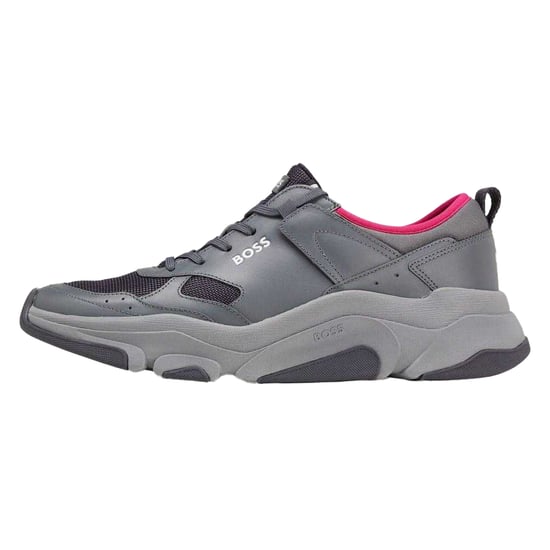 Hugo Boss Mens Asher Läder Löpning Träningsskor (Grått) - Image 2
