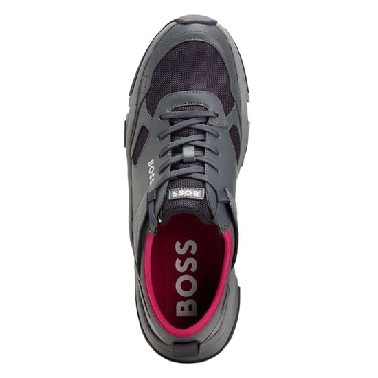 Hugo Boss Mens Asher Läder Löpning Träningsskor (Grått) - Image 4