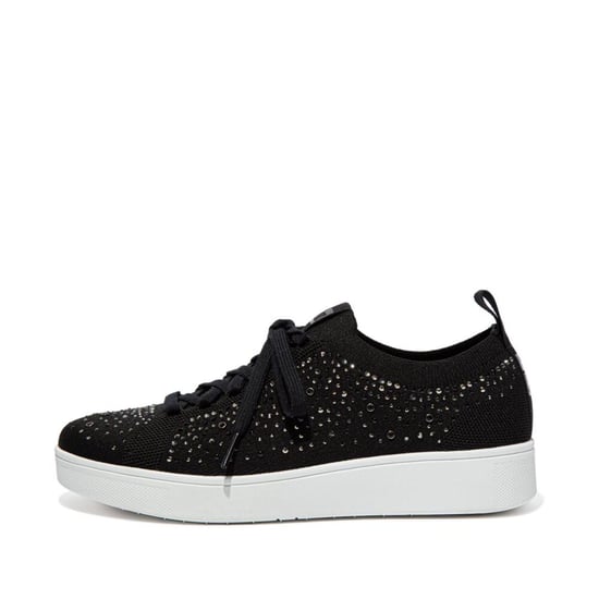 Fit Flop Dames Rally Crystal Gehaakte Sneakers (Zwart) - Image 1