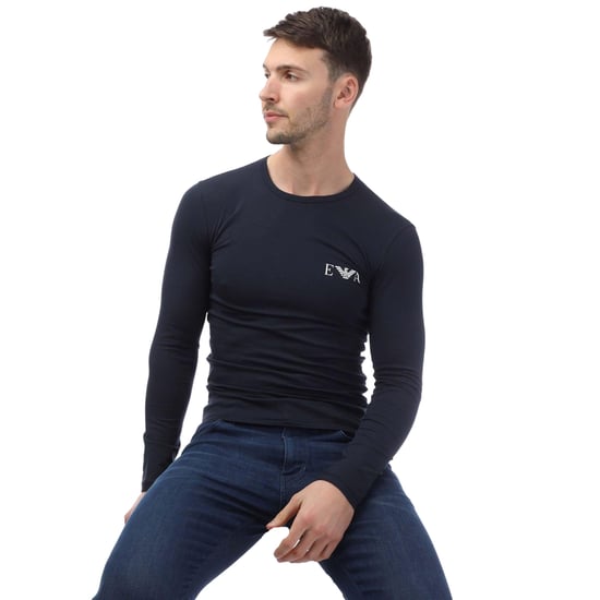 Emporio Armani Slim långärmad T-shirt för män (Marinblått) - Image 4