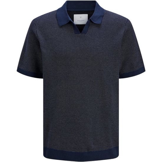 Jack And Jones Heren Gebreid Split Hals Poloshirt (Nachtelijke hemel) - Image 1