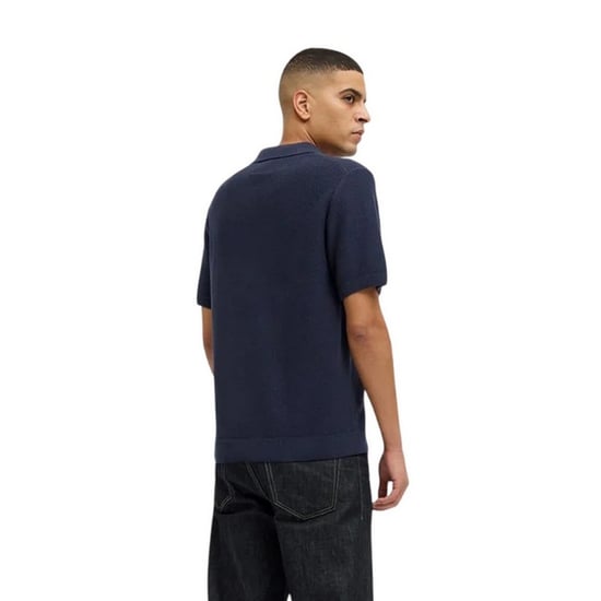Jack And Jones Heren Gebreid Split Hals Poloshirt (Nachtelijke hemel) - Image 2