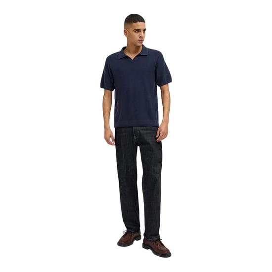 Jack And Jones Heren Gebreid Split Hals Poloshirt (Nachtelijke hemel) - Image 4