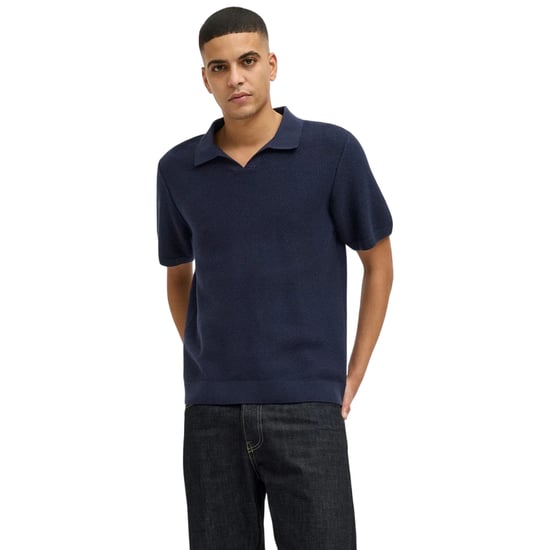 Jack And Jones Heren Gebreid Split Hals Poloshirt (Nachtelijke hemel) - Image 5