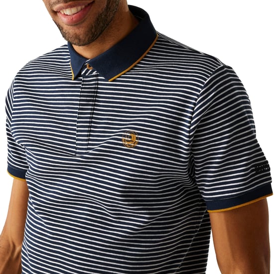 Regatta Mens Tiver Striped Polo Shirt (Navy/Stone White) - Image 3