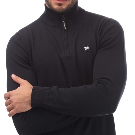 Weekend Offender Mens Paraguay Quarter Zip Sweatshirt (Marinblått) - Image 3