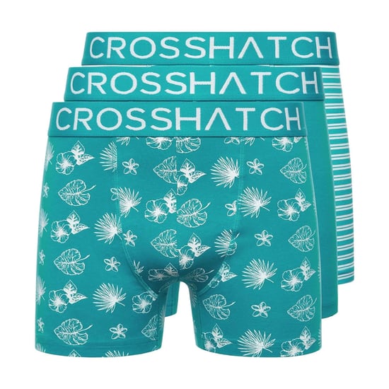 Crosshatch Heren Hovland Boxershorts (Set van 3) (Tropisch Groen) - Image 1