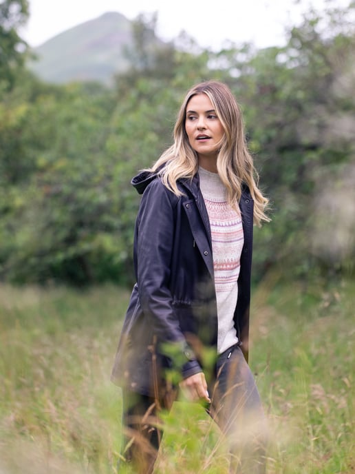 Patterdale Hooded Leather Coat in Plum - Image 2