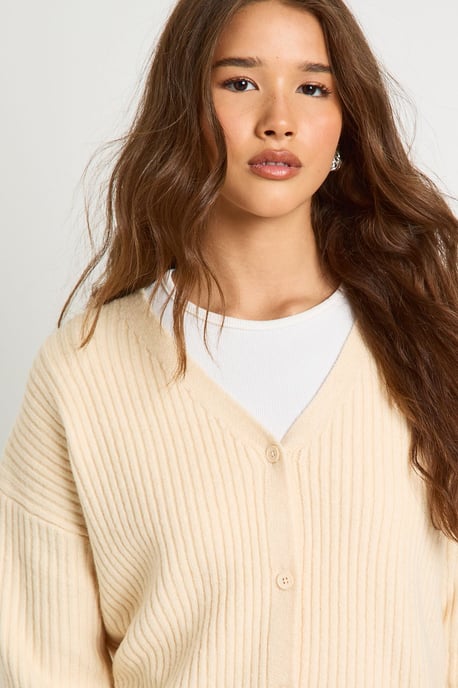 Oversized Chunky Rib Knit Boyfriend Cardigan - Image 4