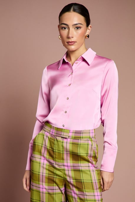 Lisa Tan Long Sleeve Satin Shirt - Image 1