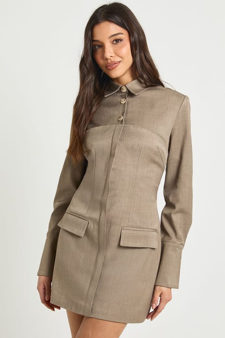 Tailored Double Layer Utility Shirt Dress - Image 1