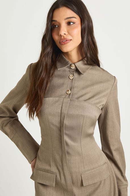 Tailored Double Layer Utility Shirt Dress - Image 4